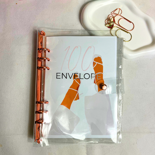 Rose Gold PVC Binder + 100 Envelope Challenge - Organize & Crush Your Savings Goals