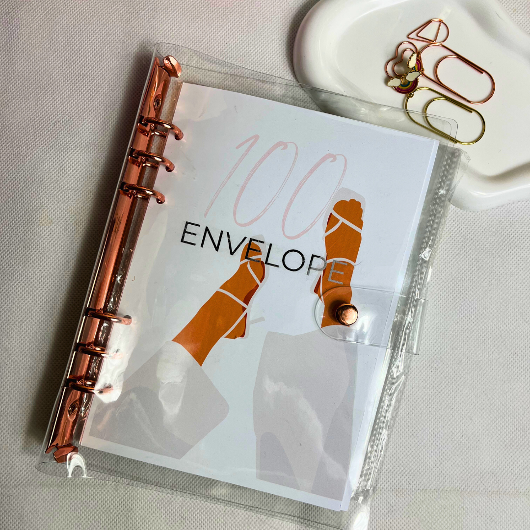 Rose Gold PVC Binder + 100 Envelope Challenge - Organize & Crush Your Savings Goals